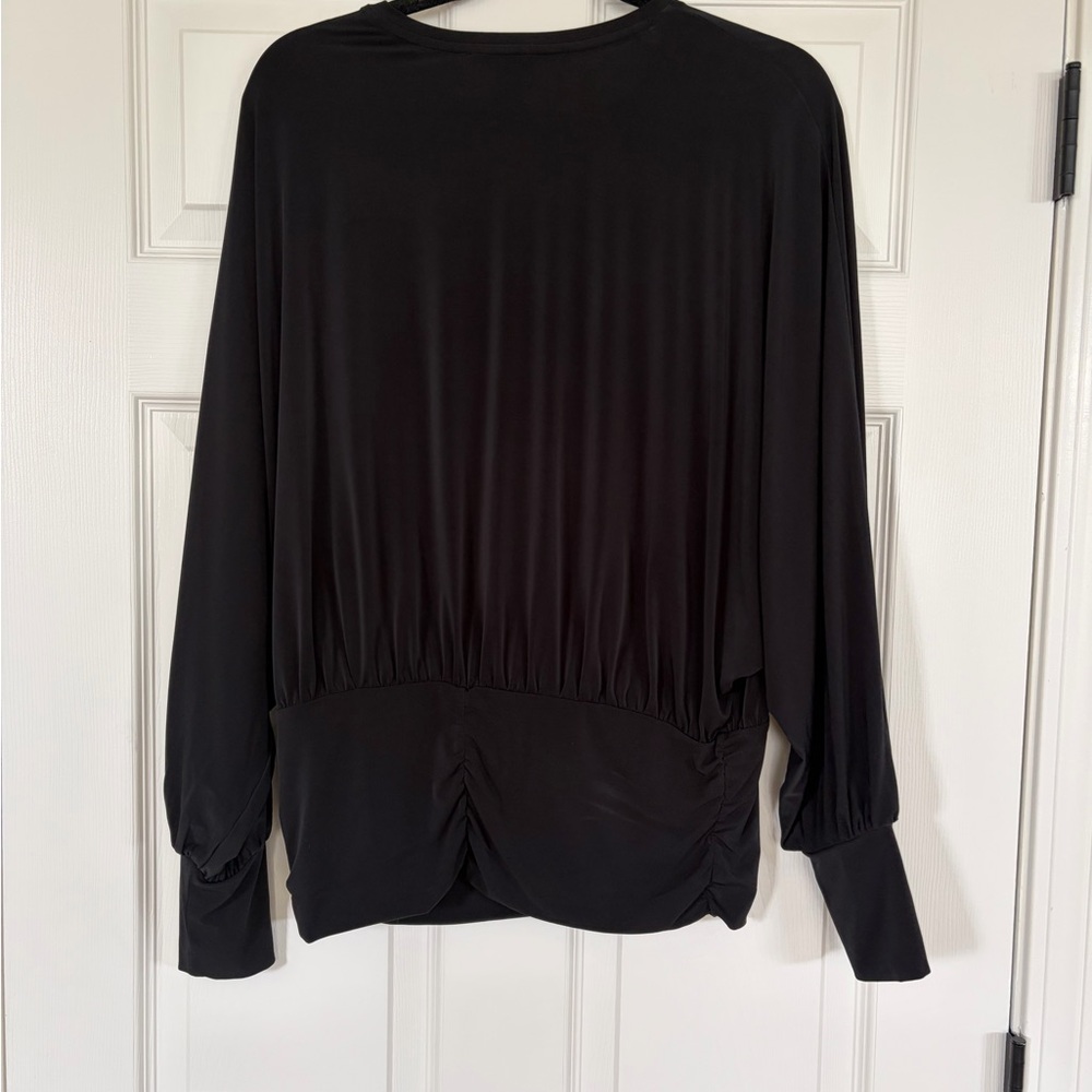 Express Black Long-Sleeve Top with Gathered Back